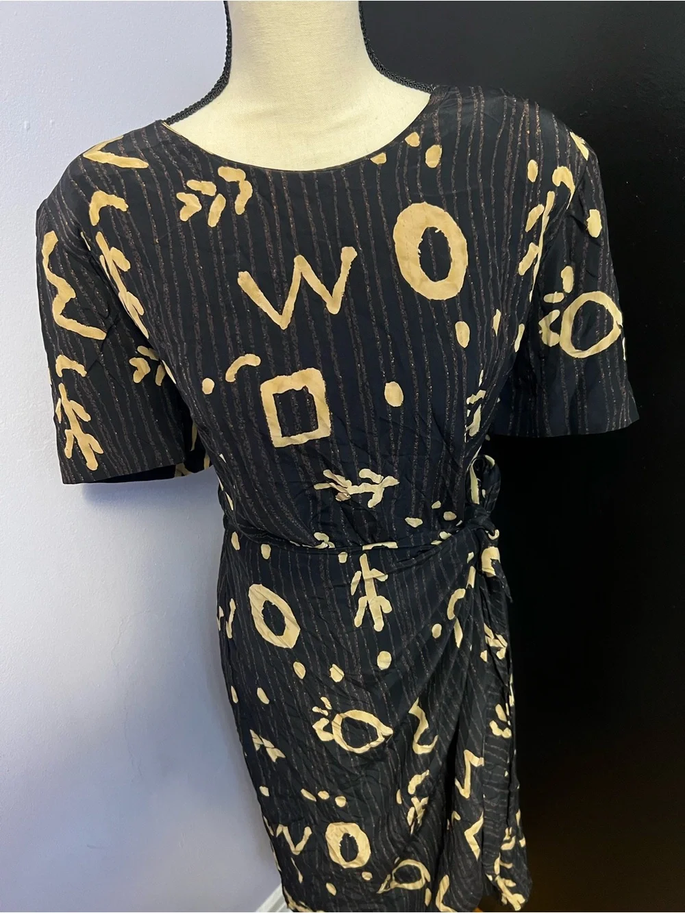 Vintage 1990s Maggy London Silk Tie-Waist Midi Dress - Picture 3 of 4